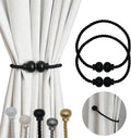 2 Pack Magnetic Curtain Tiebacks Modern Handmade Rope Curtain Tie Backs Decorative Drapes Weave Holdbacks for Home Outdoor Bedroom Office Decorative Curtain, Black