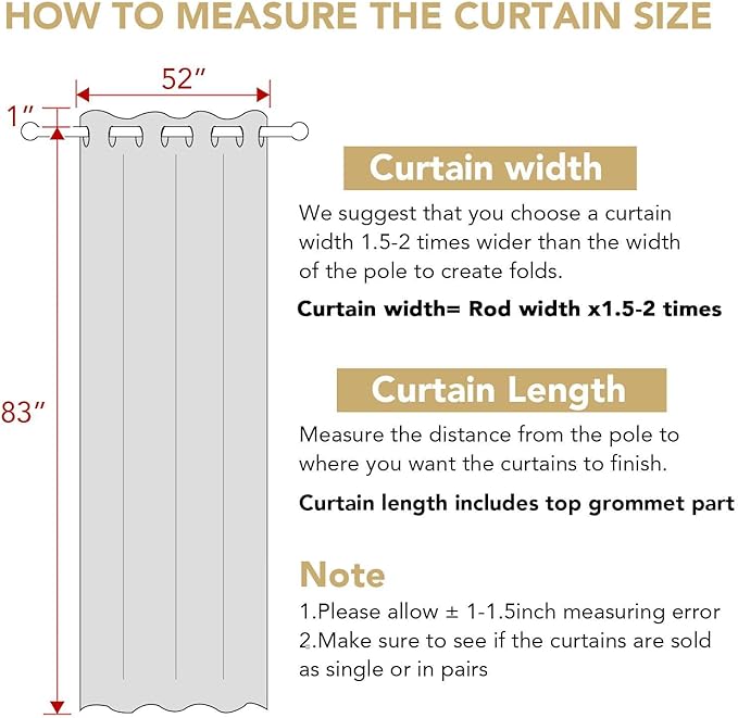H.VERSAILTEX Living Room Linen Curtains - Semi Sheer, Nickel Grommet, Energy Saving, Light Filtering Window Treatments - Panels for Bedroom, Castle Wall, 2 Panels, 52 x 84 Inch