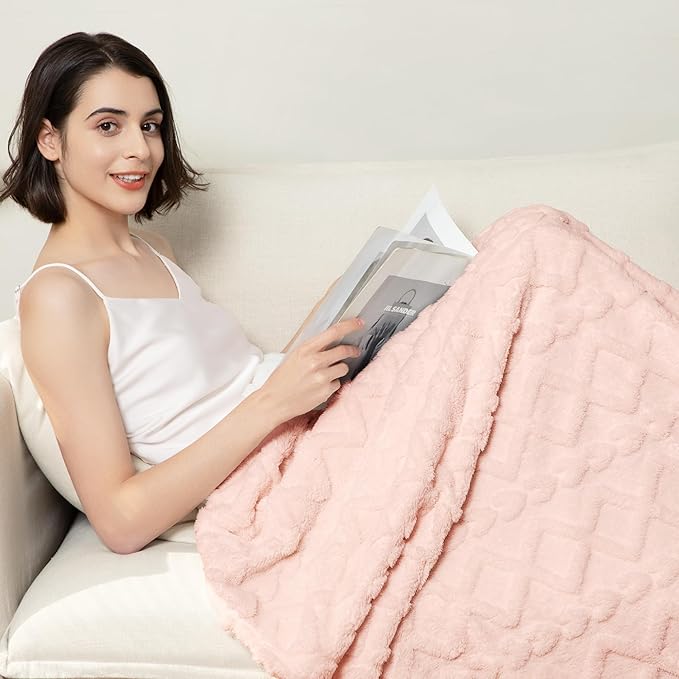 Aganear Flannel Throw Blanket - Cozy Soft Lightweight Fuzzy Portable Throw Blankets, Boho Decor for Home, Warm Gifts for Birthday, Christmas, Halloween, Housewarming(50"x60", Pink)