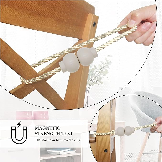 6 Pack Magnetic Curtain Tiebacks Modern Handmade Rope Curtain Tie Backs Decorative Drapes Weave Holdbacks for Home Outdoor Bedroom Office Decorative Curtain, Beige