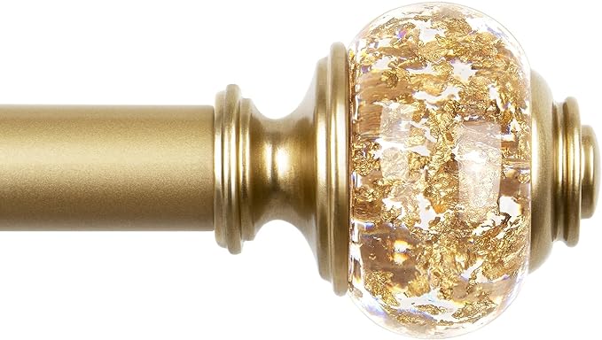 7/8 inch Curtain Rods for Windows 66 to 120 Inch, USFOOK Telescoping Splicing Drapery Rods, Decoration for Home with Luxury Gold Decorative Translucent Finials