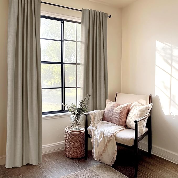 100% Blackout Shield Polyester Blackout Curtains for Bedroom 72 Inches Long, Back Tab/Rod Pocket Living Room Drapes, Thermal Insulated Blackout Curtains 2 Panels Set, 50" W x 72" L, Faux Polyester