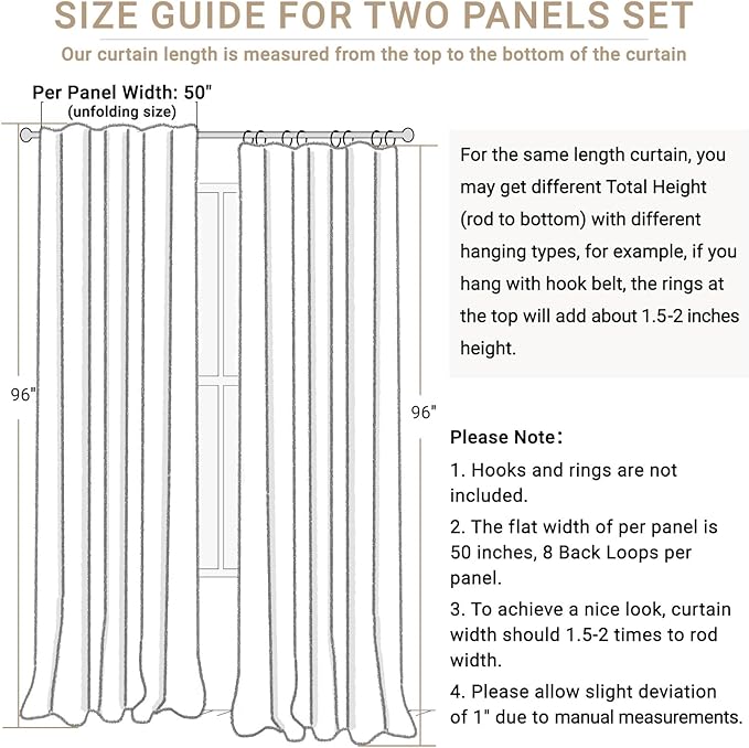 100% Blackout Shield Linen Blackout Curtains for Bedroom 96 Inches Long, Back Tab/Rod Pocket Living Room Drapes, Thermal Insulated Blackout Curtains 2 Panels Set, 50" W x 96" L, Darkgray
