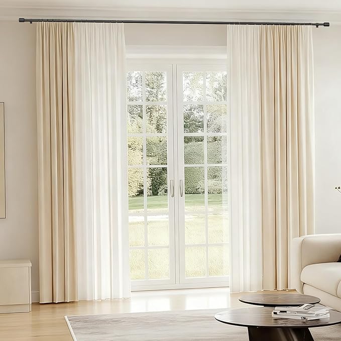 5/8” Diameter Curtain Rods 30-45 Inch, for 30-39 Inch Windows, Adjustable Splicing Black Curtain Rods for Windows with Brackets, Window Rod Long Small Curtains Rod