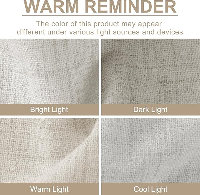 100% Blackout Shield Linen Blackout Curtains for Bedroom 80 Inches Long, Back Tab/Rod Pocket Living Room Drapes, Thermal Insulated Blackout Curtains 2 Panels Set, 50" W x 80" L, Beige
