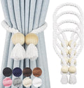 4 Pack Magnetic Curtain Tiebacks Cotton Hand Woven Tie Back Decorative Rope Holdbacks for Curtains Draperies No Tools Required, White