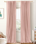 100% Blackout Shield Linen Blackout Curtains for Bedroom 84 Inches Long, Back Tab/Rod Pocket Living Room Drapes, Thermal Insulated Blackout Curtains 2 Panels Set, 50" W x 84" L, Blush Pink