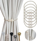 6 Pack Magnetic Curtain Tiebacks Modern Handmade Rope Curtain Tie Backs Decorative Drapes Weave Holdbacks for Home Outdoor Bedroom Office Decorative Curtain, Beige