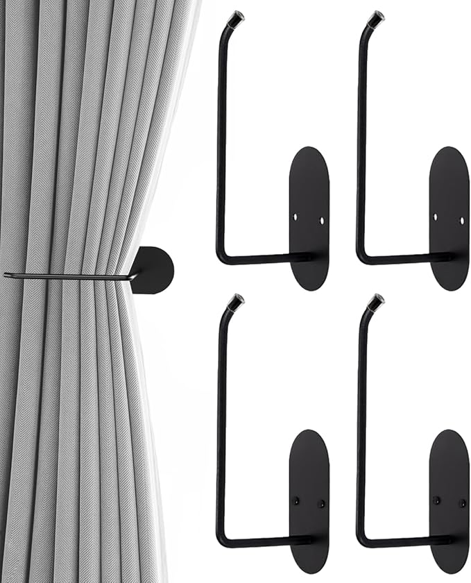 4 pcs Curtain tiebacks Hooks Screw-in, Curtain holdbacks Wall Mounted, Curtain Holders for Drapes, Curtain Pull Backs 304 Stainless Steels, Curtain Tie Backs