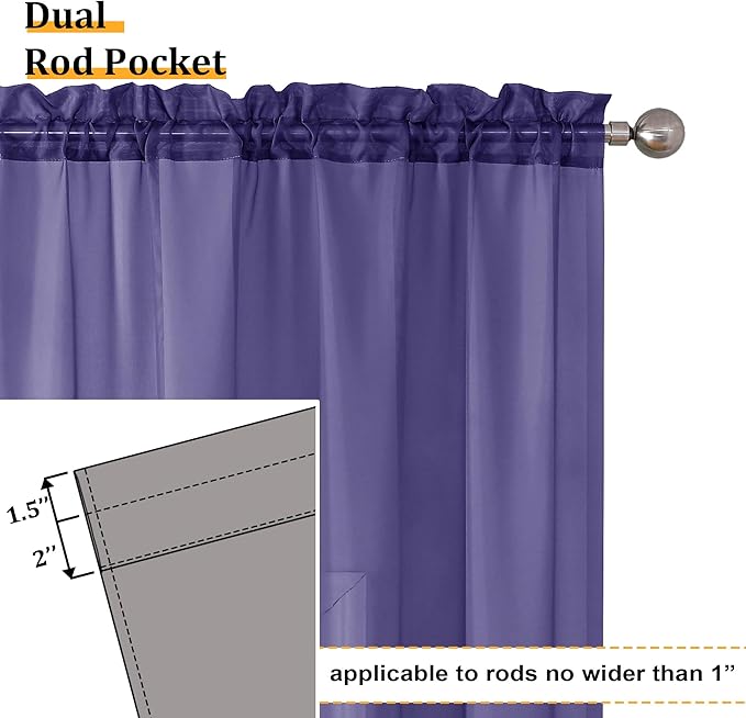 Aiyufeng Purple Sheer Curtains 84 Inches Long 2 Panels Set, Light Filtering Soft Airy Voile Rod Pocket Purple Sheer Window Drapes for Bedroom Living Room, Each 40Wx84L Inches