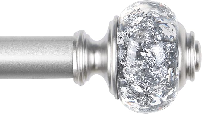 7/8 inch Curtain Rods for Windows 66 to 120 Inch, USFOOK Telescoping Splicing Drapery Rods, Decoration for Home with Silver Decorative Translucent Finials