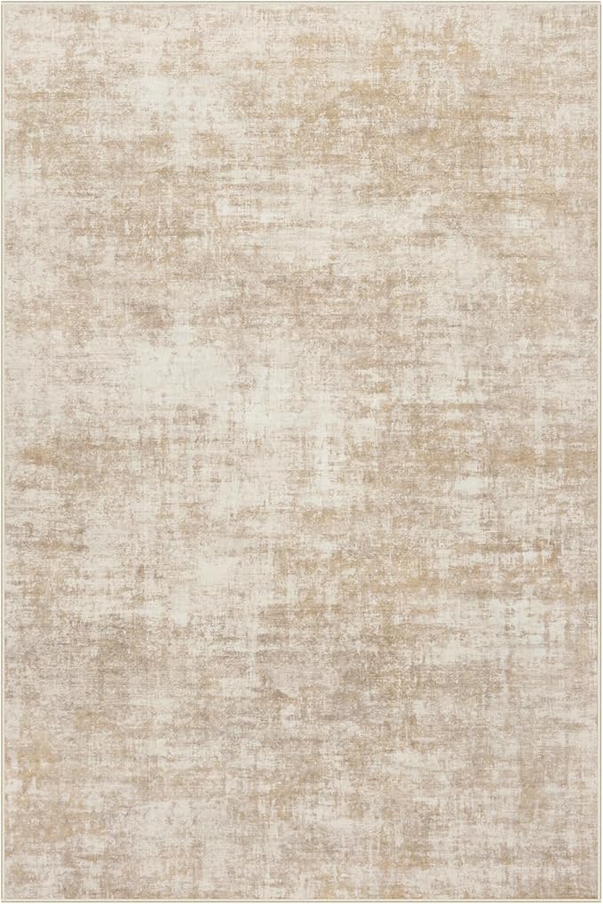 10x14 Area Rugs Washable Rug: Modern Abstract Living Room Rug Soft Anti-Skid Thin Carpet Indoor Floor Non-Shedding Carpets for Bedroom Dining Room Farmhouse Nursery Home Office Beige