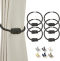 BEL AVENIR Magnetic Curtain Tiebacks, Decorative Drapery Holdbacks Modern Woven Tie-Backs with Exquisite Knot (Charcoal, 6 Pack)