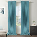 100% Blackout Shield Linen Blackout Curtains for Bedroom 90 Inches Long, Back Tab/Rod Pocket Living Room Drapes, Thermal Insulated Blackout Curtains 2 Panels Set, 50" W x 90" L, Dark Cyan