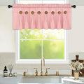 FRAMICS Farmhouse Valance Curtains, Boho Cotton Linen Kitchen Valance, Pink Rustic Button Window Valances for Kitchen Bathroom, Country Rod Pocket Valances for Windows, Pink, 52 x 18 Inch