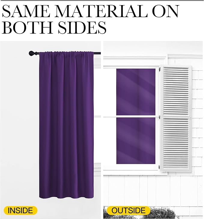 NICETOWN Blackout Curtains for RV Windows, Royal Purple, 29" by 20", 2 Panels, Room Darkening Window Curtain Panels, Easy-Care Solid Thermal Insulated Draperies/Drapes for Daughter Room