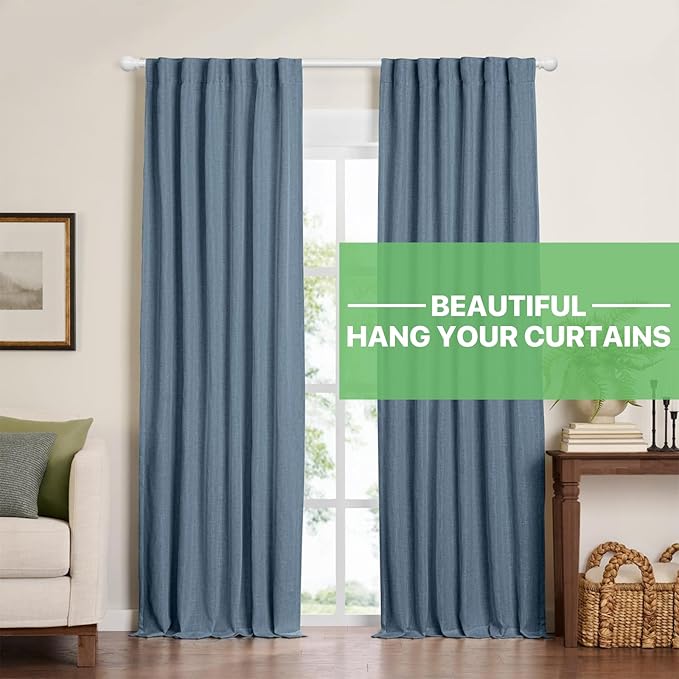 2 Pack White Metal Curtain Rods, 28-60 inch, Heavy Duty, Adjustable, Wall Mounted, Set of 2