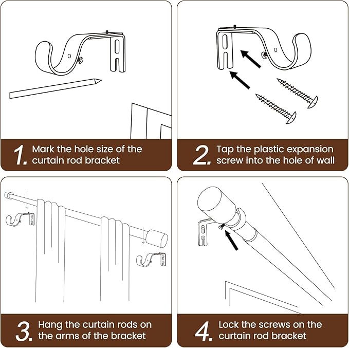 1” Diameter Curtain Rods Itself is 30 to 144 inch 1 Pack Fit 30-142 inch, 66 to 120 inch Window with Heavy Duty Adjustable Rod Matte Wood Grain Splicing Metal Extra Long Curtain Rod for Windows