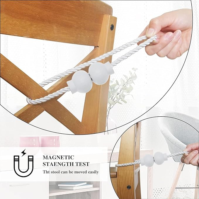 6 Pack Magnetic Curtain Tiebacks Modern Handmade Rope Curtain Tie Backs Decorative Drapes Weave Holdbacks for Home Outdoor Bedroom Office Decorative Curtain, White