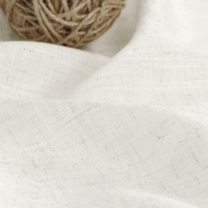 132 inch Curtains Extra Long 2 Panels Set Back Tab Neutral Farmhouse Drapes Light Filtering Semi Sheer Linen Curtain 132 inch Length for Floor to Ceiling Window Patio Sliding Door Ivory Cream 11ft