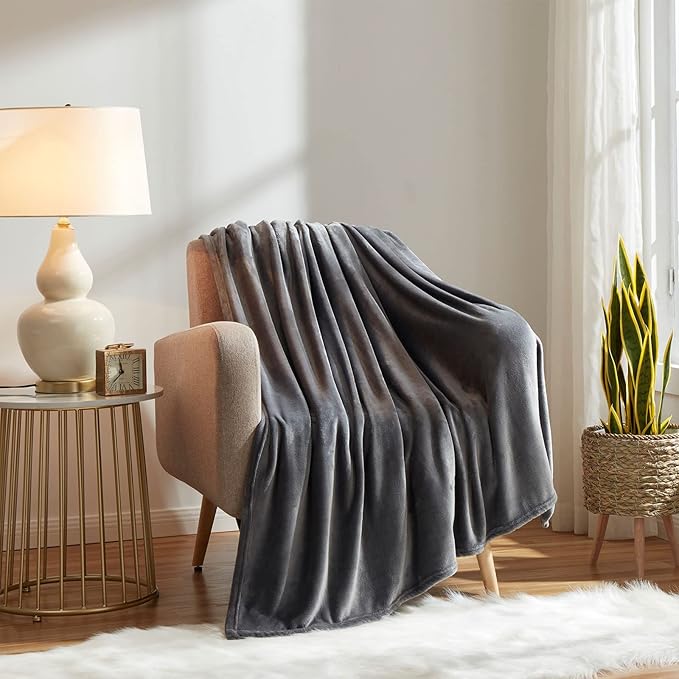 KMUSET Fleece Blanket Twin Size Dark Grey Lightweight Throw Blanket Super Soft Cozy Microfiber Blanket Factory Shop