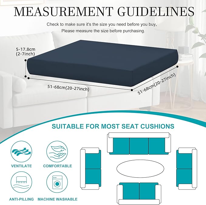 12 Pcs Stretch Patio Cushion Covers,Outdoor Couch Covers Replacement,Outdoor Couch & Sofa Slipcovers,for Patio Furniture Cushion Covers,Washable Reusable Furniture Protector (Gray Blue,Cover Only)