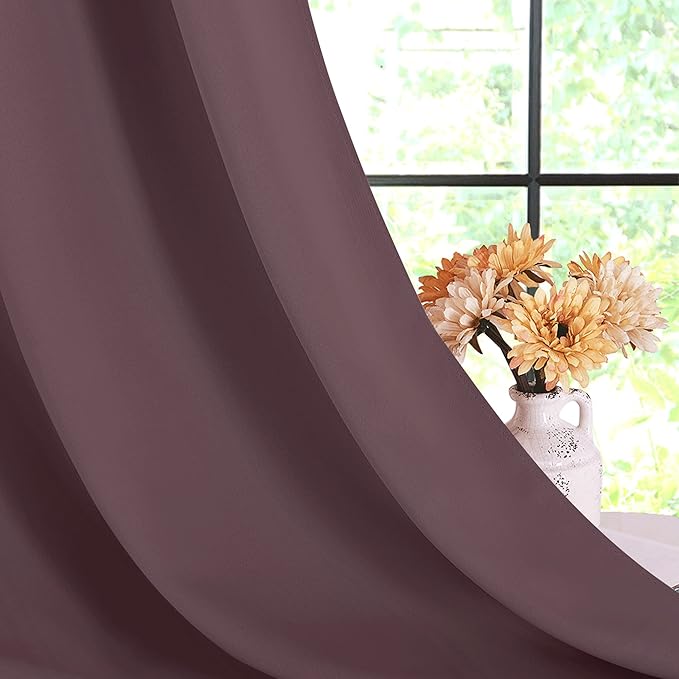 NICETOWN Modern Blackout Curtains Noise Reducing, Thermal Insulated and Privacy Room Darkening Drape Panels for Boy's Guest Room Door Small Short Window (Dry Rose, 2 Panels, W42 x L40 -Inch)