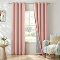 100% Blackout Shield Linen Blackout Curtains for Bedroom, Blush Pink Grommet Curtains for Living Room, Thermal Insulated Room Darkening Drapes for Nursery, Boho Home Decor, 50" W x 84" L, 2 Panels