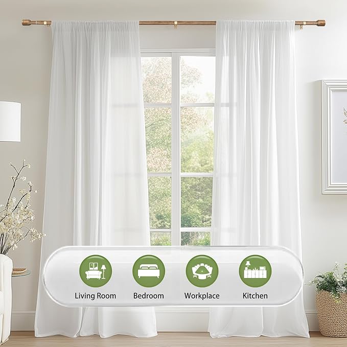 5/8” Diameter Curtain Rods 30-120 Inch, for 30-114 Inch Windows, Adjustable Splicing Wood Grain Curtain Rods for Windows with Brackets, Window Rod Long Small Curtains Rod, 1 Pack