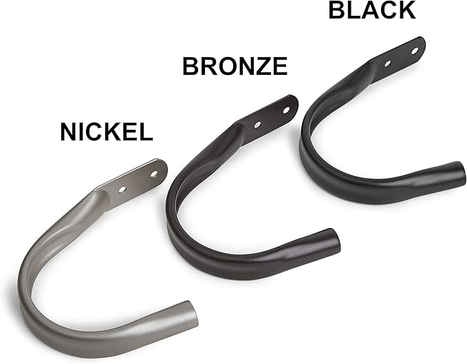 Amazon Basics Decorative Curtain Tiebacks, Sturdy and Easy to Install Holdbacks, Set of 2, Black