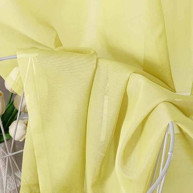 Aiyufeng Lemon Sheer Curtains 84 Inches Long 2 Panels Set for Living Room, Light Filtering Window Sheer Drapes for Bedroom, Each 42" W x 84" L