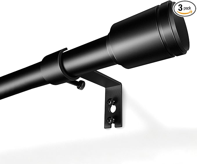 5/8” Diameter Curtain Rods 30-45 Inch, for 30-39 Inch Windows, Adjustable Splicing Black Curtain Rods for Windows with Brackets, Window Rod Long Small Curtains Rod