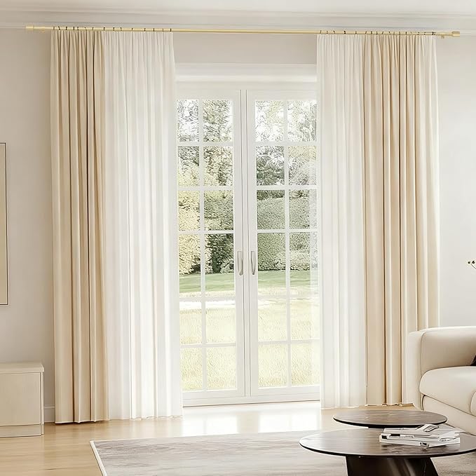5/8” Diameter Curtain Rods 30-45 Inch, for 30-39 Inch Windows, Adjustable Splicing Gold Curtain Rods for Windows with Brackets, Window Rod Long Small Curtains Rod, 2 Pack