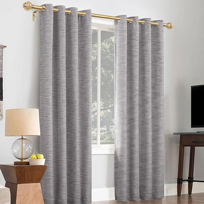 7/8 inch Curtain Rods for Windows 66 to 120 Inch, USFOOK Telescoping Splicing Drapery Rods, Decoration for Home with Luxury Gold Decorative Translucent Finials
