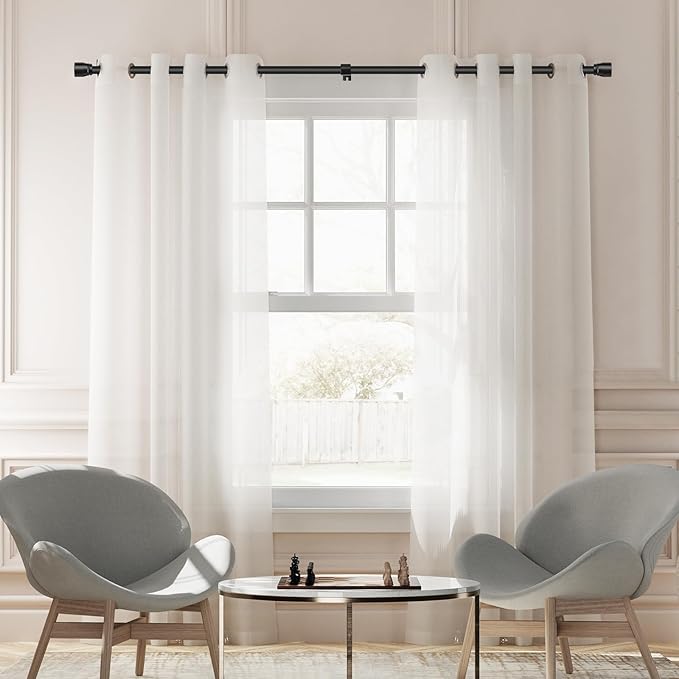 1” Diameter Curtain Rods Itself is 30 to 170 inch 1 Pack Fit 30-168 inch Window with Heavy Duty Adjustable Rod Matte Black Splicing Metal Extra Long Curtain Rod for Windows