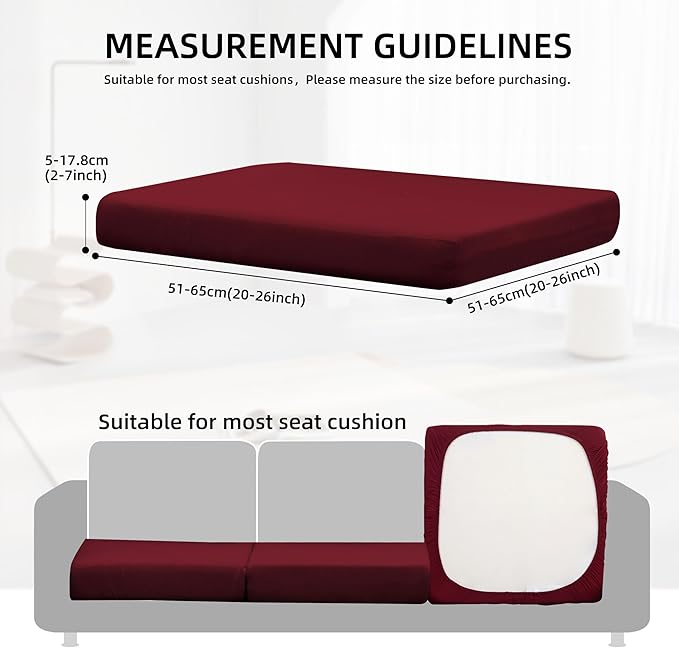 12Pcs Outdoor Cushion Covers, Patio Cushion Covers,Stretch Elastic Slipcovers, Replacement Washable & Reusable Furniture Protector for Patio Couch (Claret,Cover Only)