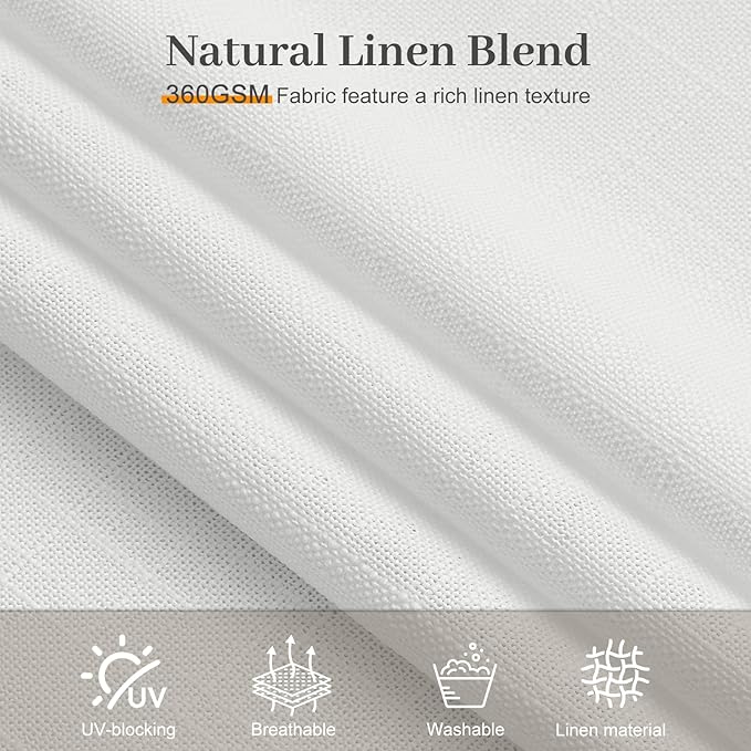102 Inch Linen Pleated Curtains for Living Room, Pinch Pleated Curtain with Rings Hooks Semi Sheer Light Filtering Memory Trained Window Drapes for Bedroom Dining Room, 40W, Snow White, 2 Panel