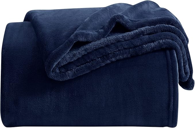KMUSET Fleece Blanket Throw Size Navy Lightweight Super Soft Cozy Luxury Bed Blanket Microfiber Factory Shop