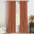 100% Blackout Shield Linen Blackout Curtains for Bedroom 84 Inches Long, Back Tab/Rod Pocket Living Room Drapes, Thermal Insulated Blackout Curtains 2 Panels Set, 50" W x 84" L, Burnt Orange