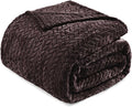 Exclusivo Mezcla Fleece King Size Blanket for Bed, 90x104 Inches Soft Cozy Jacquard Flannel Blankets, Lightweight Fuzzy Plush Warm for Women, Coffee