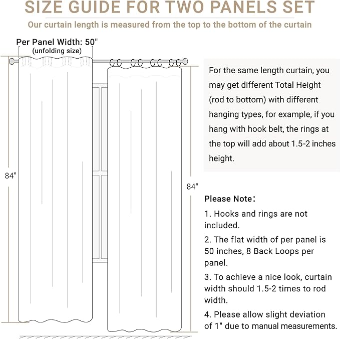 100% Blackout Shield Linen Blackout Curtains for Bedroom 120 Inches Long, Back Tab/Rod Pocket Living Room Drapes, Thermal Insulated Blackout Curtains 2 Panels Set, 50" W x 120" L, Oatmeal