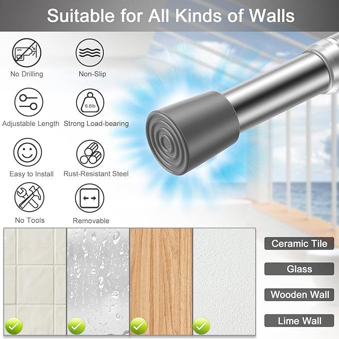 AIZESI Sliver Spring Tension Rods Adjustable 26 to 39 Tension Curtain Rod Small Tension Rod No Drilling Expandable Spring Loaded Curtain Tension Rod,Suitable for Doors and Windows 26 to 36 inch (3Pcs)