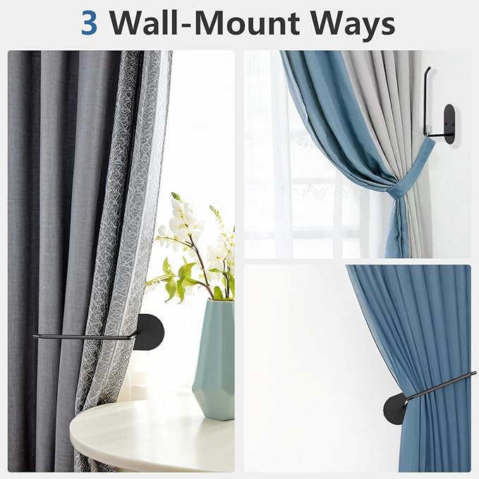 2 pcs Curtain tiebacks Hooks Screw-in, Curtain holdbacks Wall Mounted, Curtain Holders for Drapes, Curtain Pull Backs 304 Stainless Steels, Curtain Tie Backs