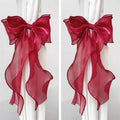 2 Pack French Silky Bow Curtain Tiebacks, Elegant Lace Ribbon for Curtains Decorative Rope Accessories Home Décor (Red,2)