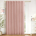 100% Blackout Shield Linen Blackout Curtains for Bedroom 96 Inches Long, Back Tab/Rod Pocket Living Room Drapes, Thermal Insulated Blackout Curtains 1 Panel Set, 100" W x 96" L, Blush Pink