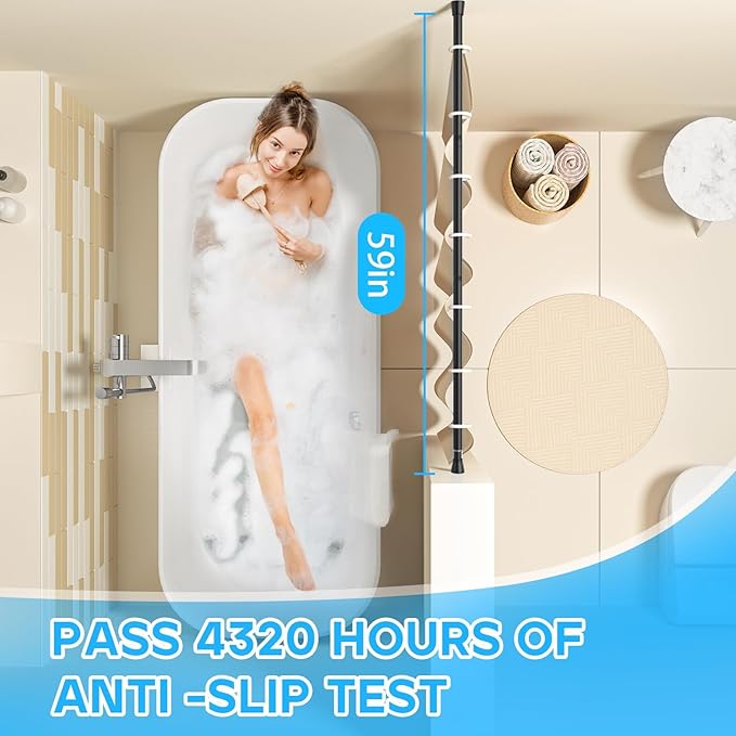 AIZESI Spring Tension Rods Adjustable Tension Curtain Rod Small Tension Rod No Drilling Expandable Spring Loaded Curtain Tension Rod?Black,45" to 77"-1Pcs)