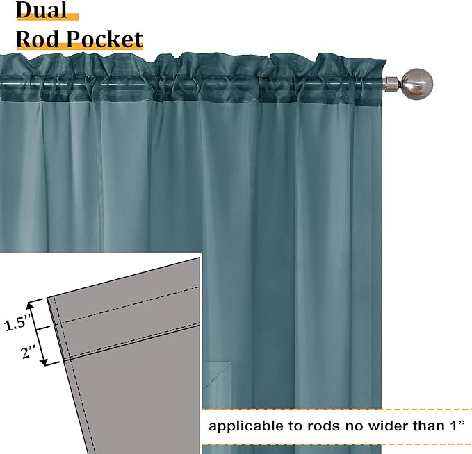 Aiyufeng Dusty Blue Sheer Curtains 72 Inch Length 2 Panels Set, Light Filtering Airy Rod Pocket Dusty Blue Window Curtain Treatment Drapes for Kitchen Bedroom Living, Each 42Wx72L Inches