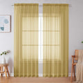 Simplebrand Gold Sheer Curtains 84 Inches Long, Light Filtering Rod Pocket Solid Color Window Sheer Curtain Panels, Elegant Curtains & Drapes for Living Room, Bedroom 2 Panels, 59" W x 84" L