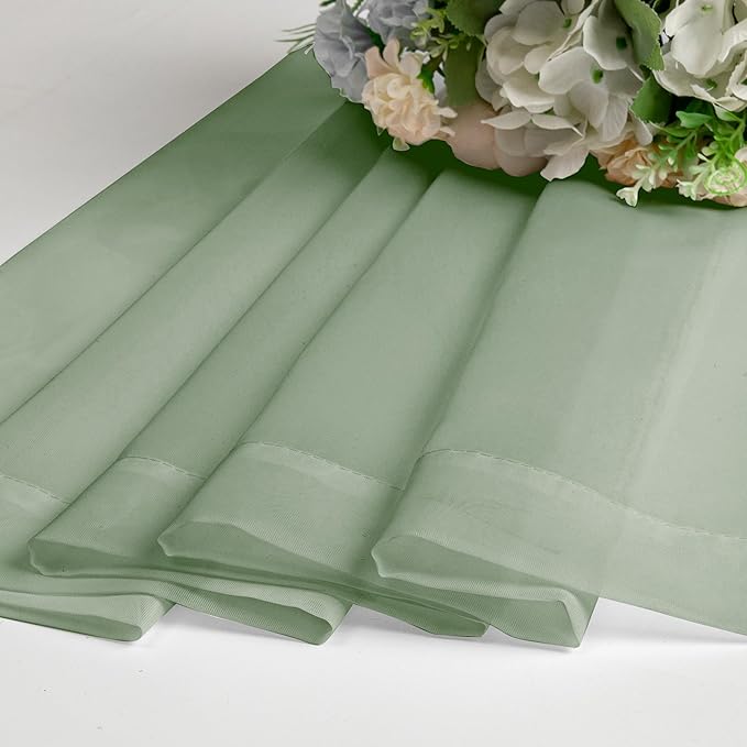 Aiyufeng Window Green Sheer Curtains 45 Inch Length 2 Panels Small Sheer Curtains & Drapes Clear Basic Rod Pocket Panel Bedroom Children Living Room Yard Kitchen, 40Wx45L