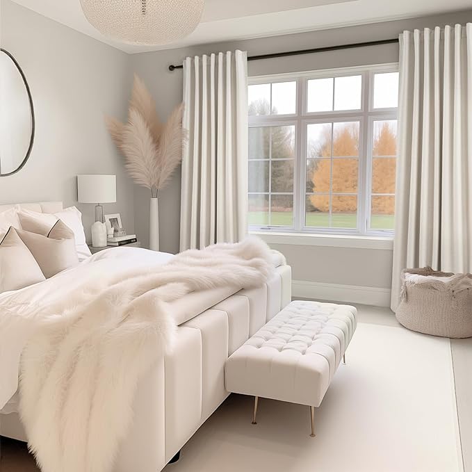 54 Inch Long Blackout Tiers Curtains for Small Window Elegant Short Curtain Drapes for Livingroom Bedroom Thermal Insulated Linen Cafe Drapes (2 Panels, 52 inches Wide by 54 inches)Cream Ivory